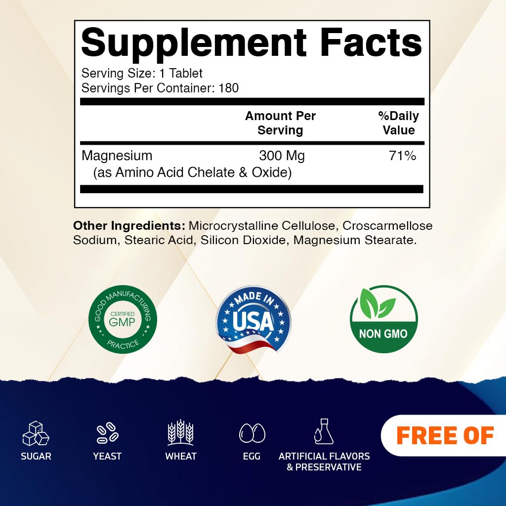 Vitamatic Magnésium Chélaté 300 mg 180 Tablettes vue arrière