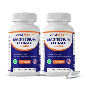 Vitamatic Magnésium Citrate 500 mg 180 capsules végétariennes vue avant