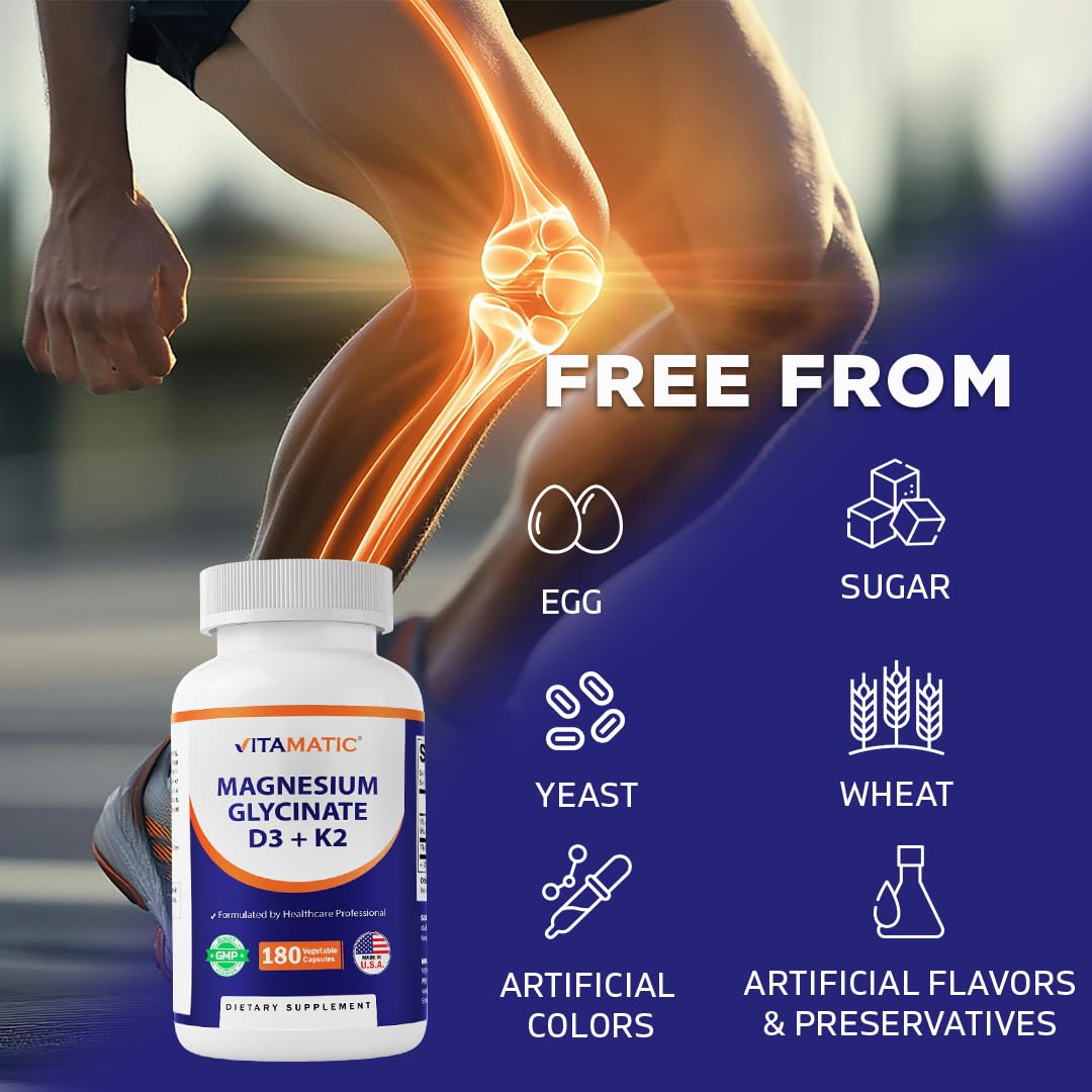 Vitamatic Magnésium Glycinate 200 mg capsules végétales à côté d'autres compléments alimentaires