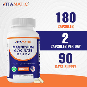 Vitamatic Magnésium Glycinate 200 mg capsules végétales ouvertes montrant le contenu
