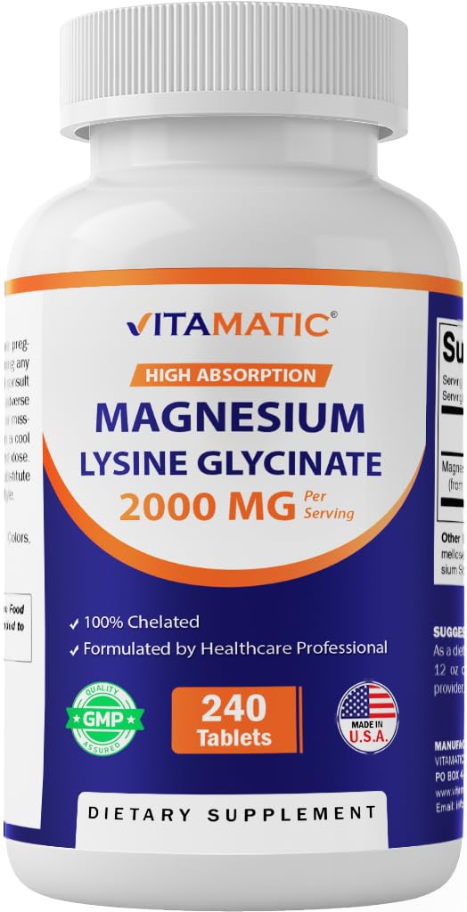 Vitamatic Magnésium Glycinate Lysinate 240 comprimés vue avant