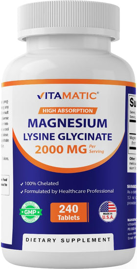 Vitamatic Magnésium Glycinate Lysinate 240 comprimés vue avant