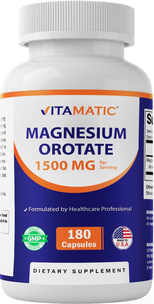 Vitamatic Magnésium Orotate 1500mg 180 Capsules - vue de face