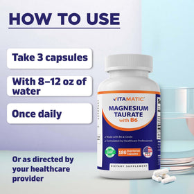 Vitamatic Magnésium Taurate 1500mg capsules avec verre d'eau