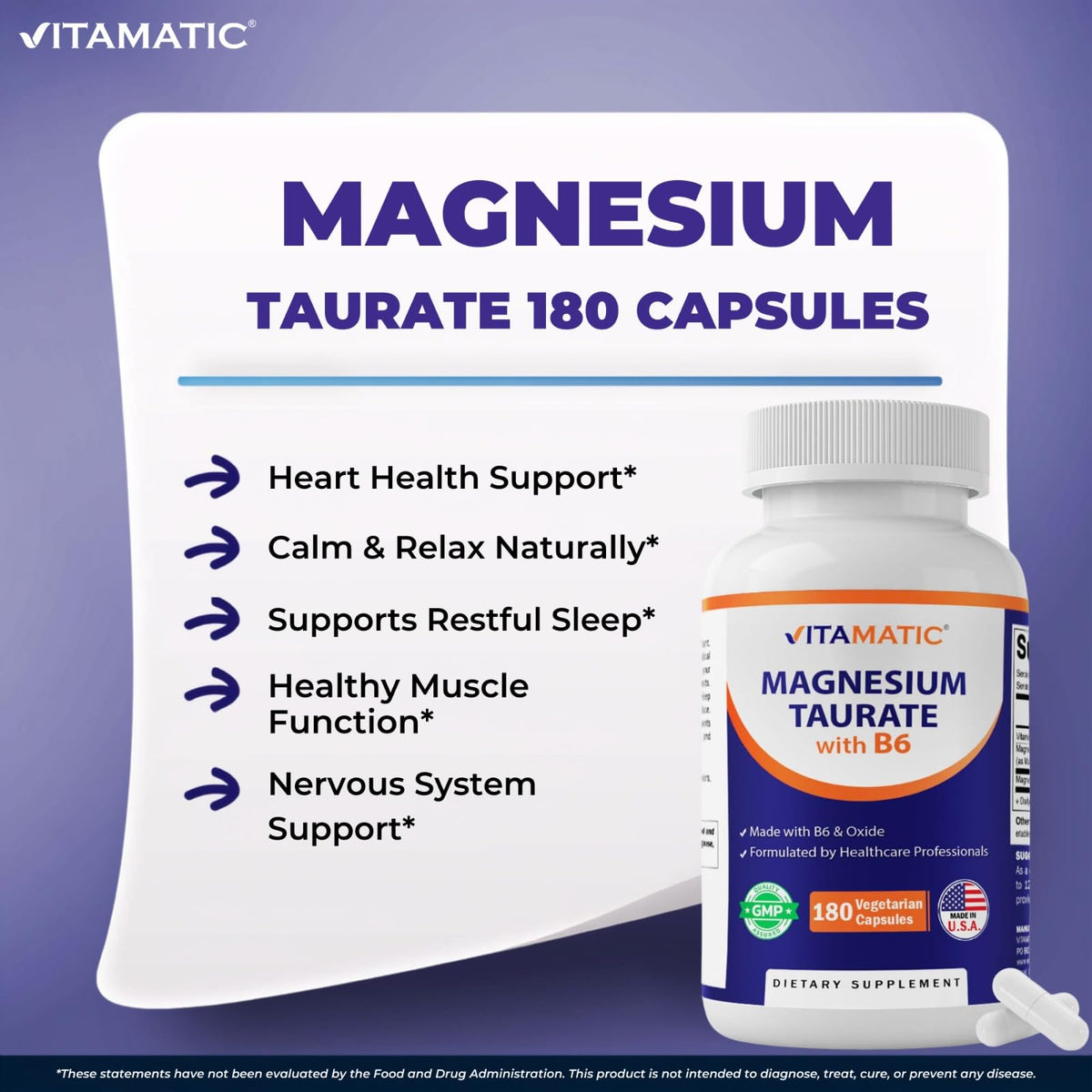 Vitamatic Magnésium Taurate 1500mg capsules prêtes à l'emploi