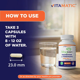 Vitamatic Magtein Magnésium L-Thréonate 2000 mg 90 capsules végétariennes vue de côté