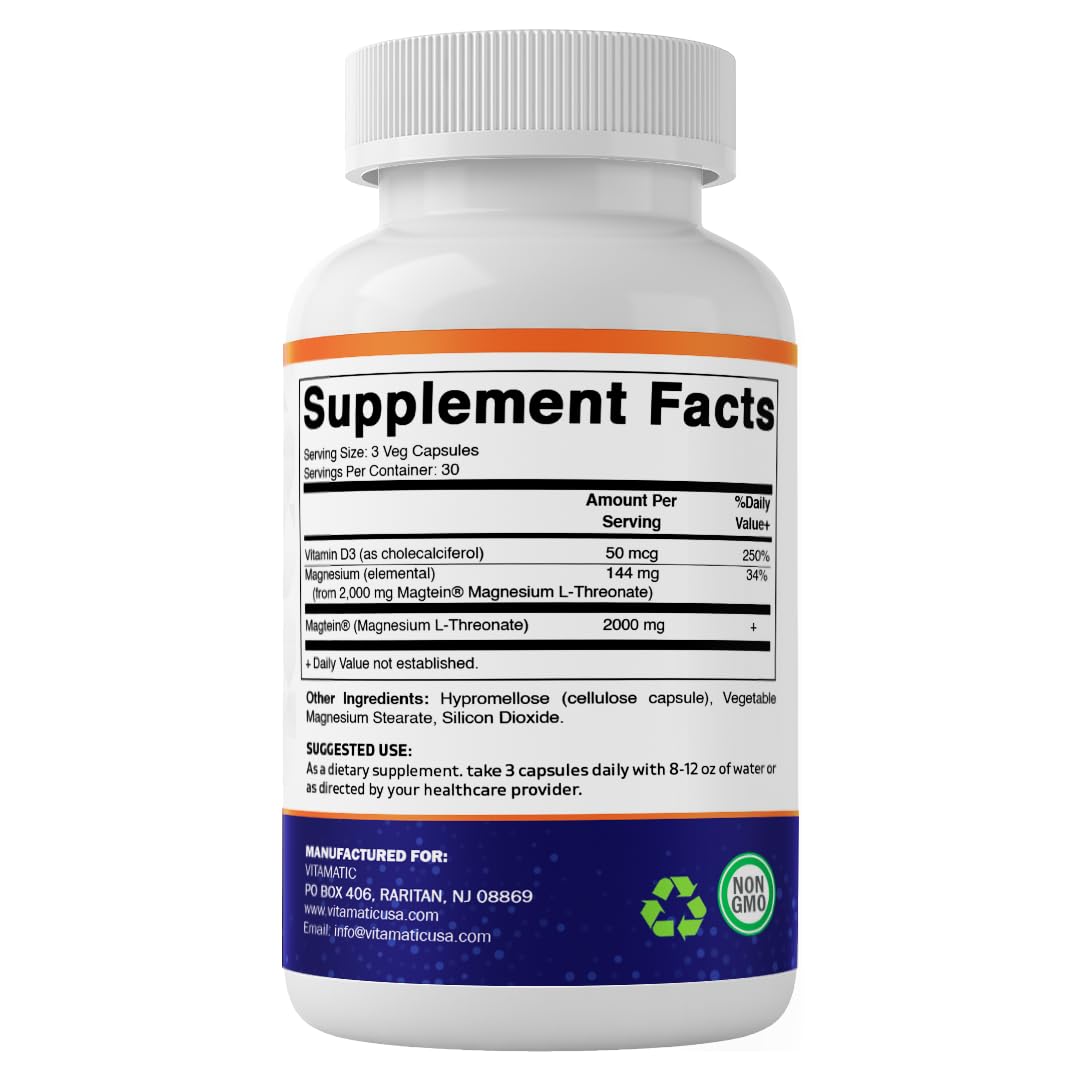 Vitamatic Magtein Magnésium L-Thréonate 2000 mg 90 capsules végétariennes vue de haut