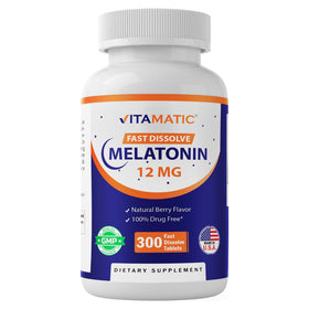 Vitamatic Melatonin 12 mg 300 comprimés à dissolution rapide, vue de face