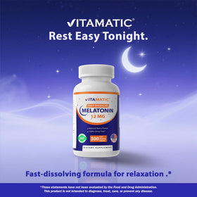 Vitamatic Melatonin 12 mg ingrédients sur l'étiquette