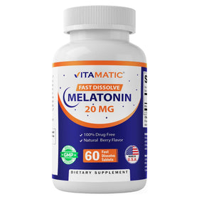 Vitamatic Melatonin 20 mg comprimés à dissolution rapide, vue de face
