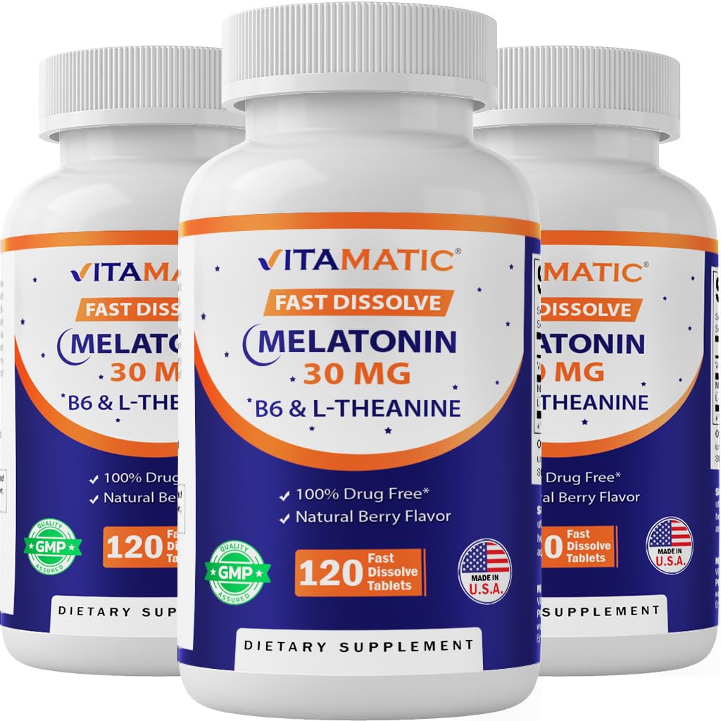 Vitamatic Melatonine 30 mg 120 comprimés, vue de face