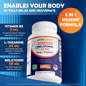 Vitamatic Melatonine 30 mg comprimés, détails des ingrédients