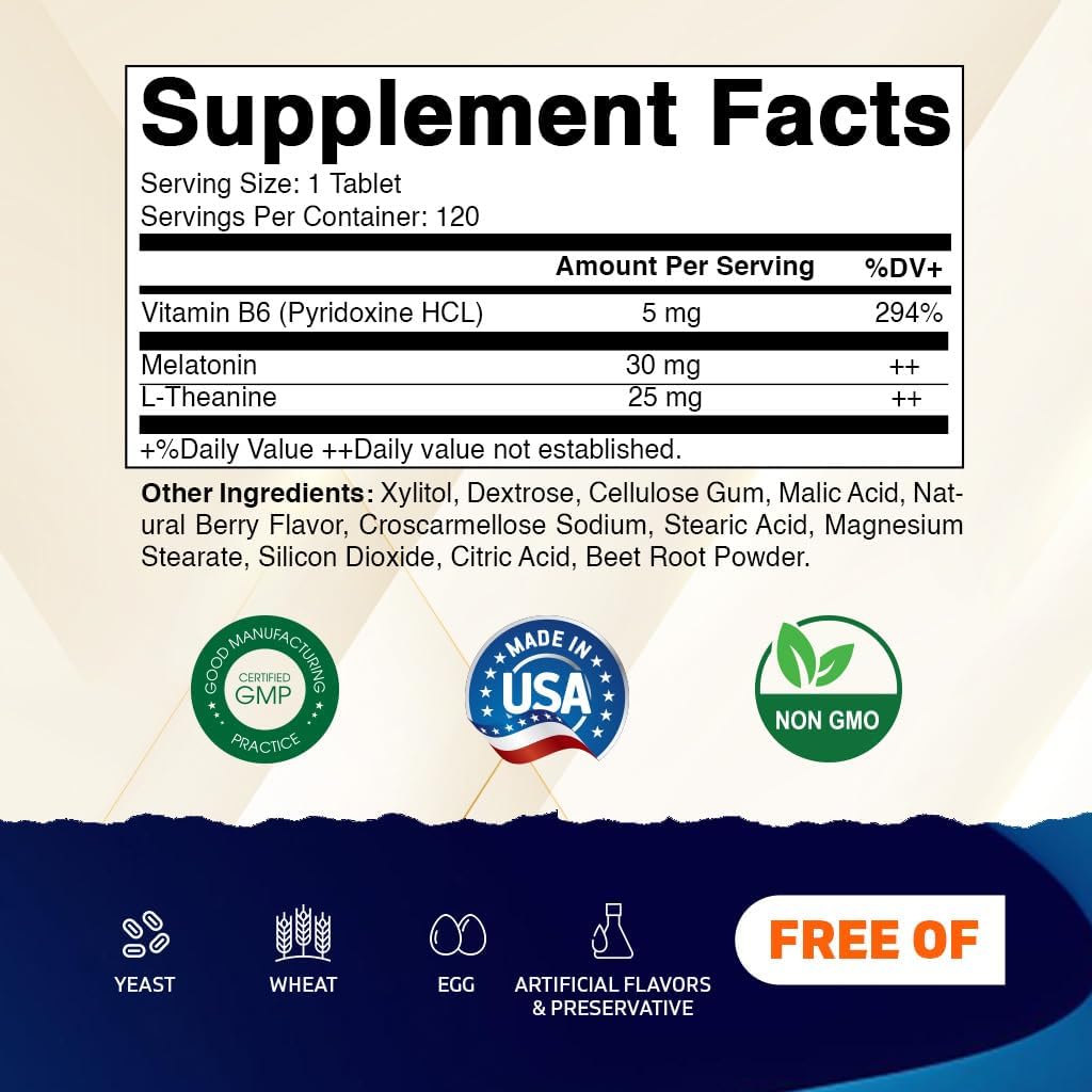 Vitamatic Melatonine 30 mg comprimés dissolvants rapides, vue de côté