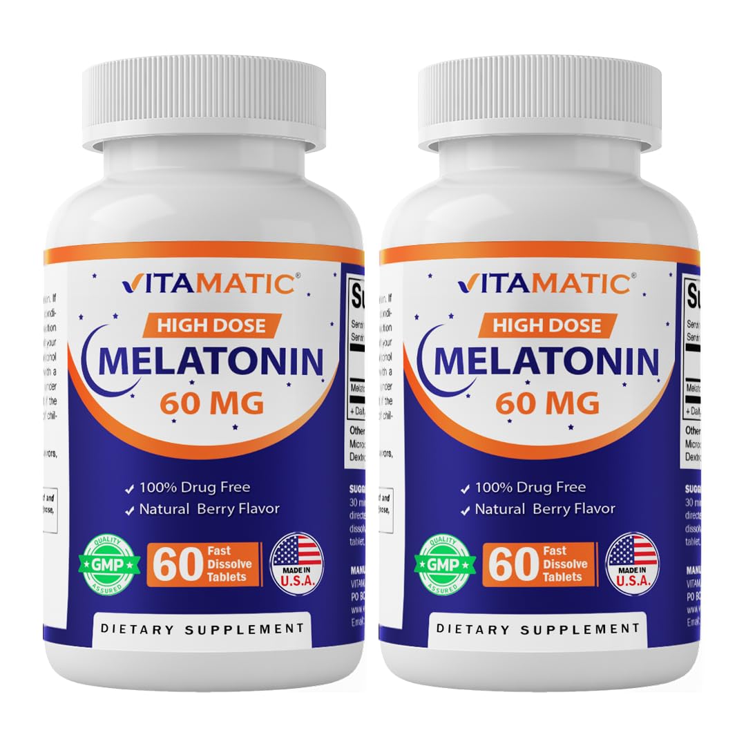 Vitamatic Melatonine 60 mg comprimés à dissolution rapide, flacon de 60 comprimés