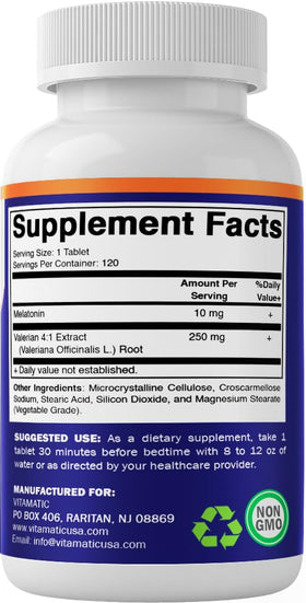 Vitamatic Melatonine flacon avec arrière-plan naturel