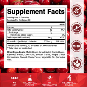 Vitamatic Methyl B12 gummies cherry flavor close-up