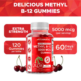 Vitamatic Methyl B12 gummies in a bowl