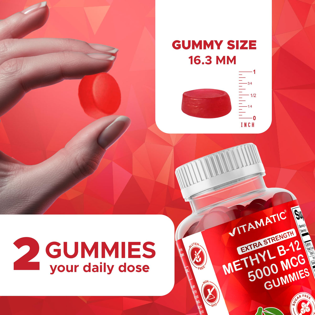 Vitamatic Methyl B12 gummies with fresh cherries