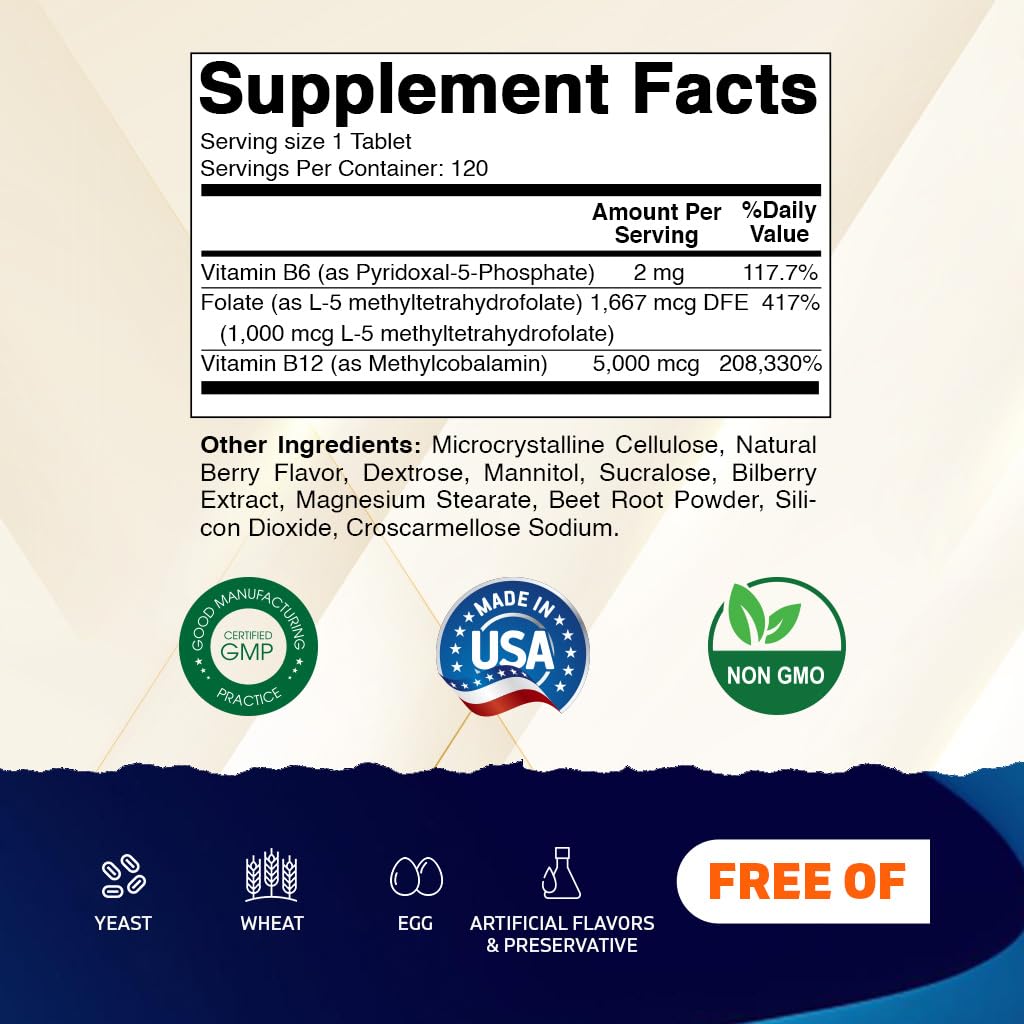 Vitamatic Methyl Folate & B12 informations nutritionnelles
