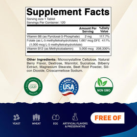 Vitamatic Methyl Folate & B12 informations nutritionnelles