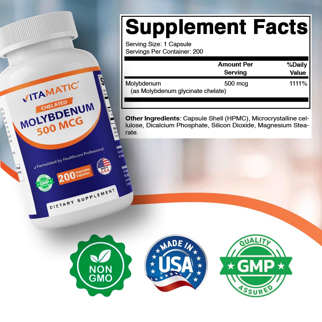 Vitamatic Molybdène Chélaté 500 mcg capsules végétales