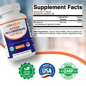 Vitamatic Molybdène Chélaté 500 mcg capsules végétales
