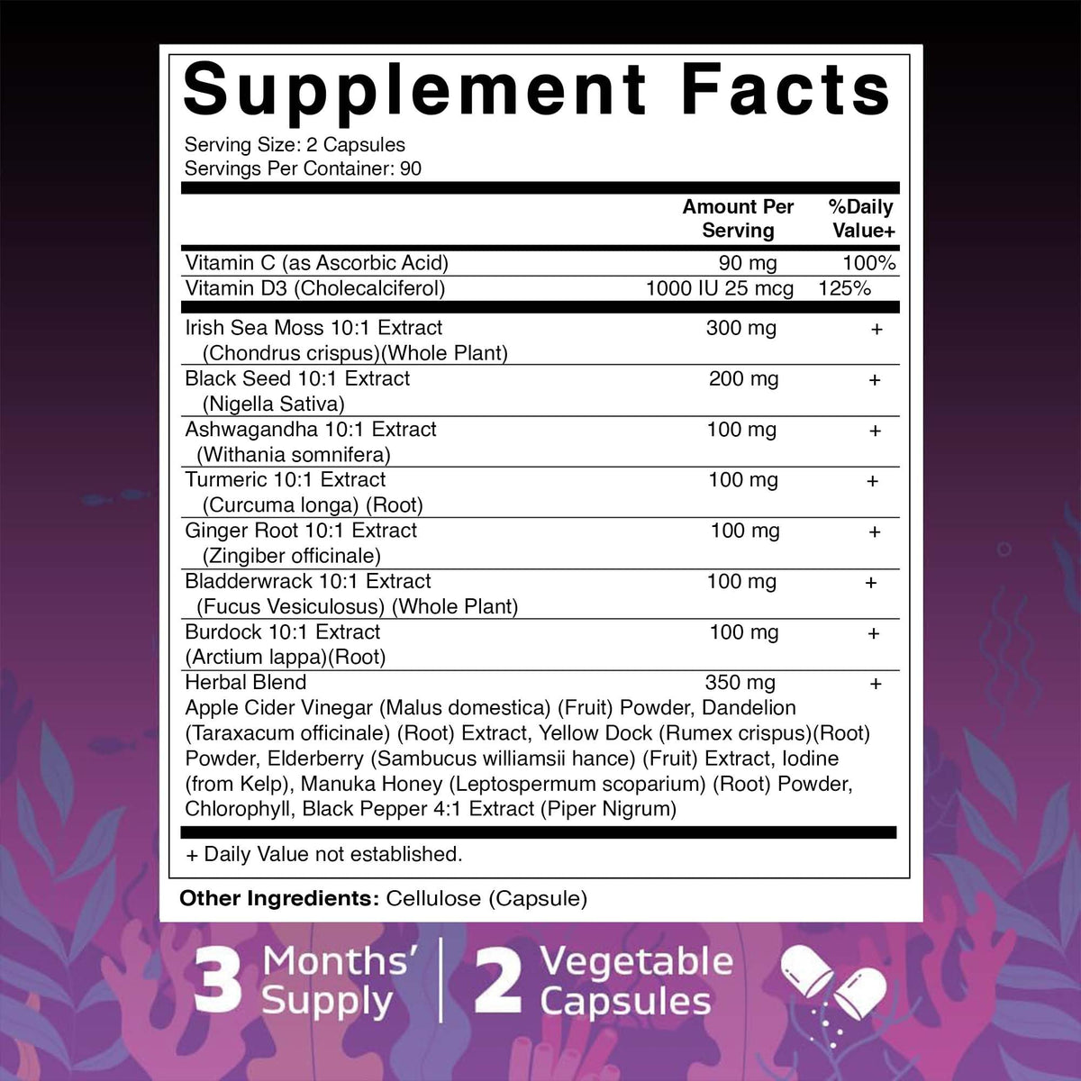 Vitamatic Mousse de Mer et Huile de Nigelle 180 Capsules avec étiquette