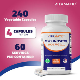 Vitamatic Myo-Inositol 2000 mg gélules sur fond blanc