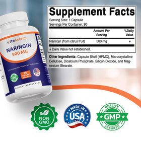 Vitamatic Naringin 500 mg gélules végétales avec étiquette