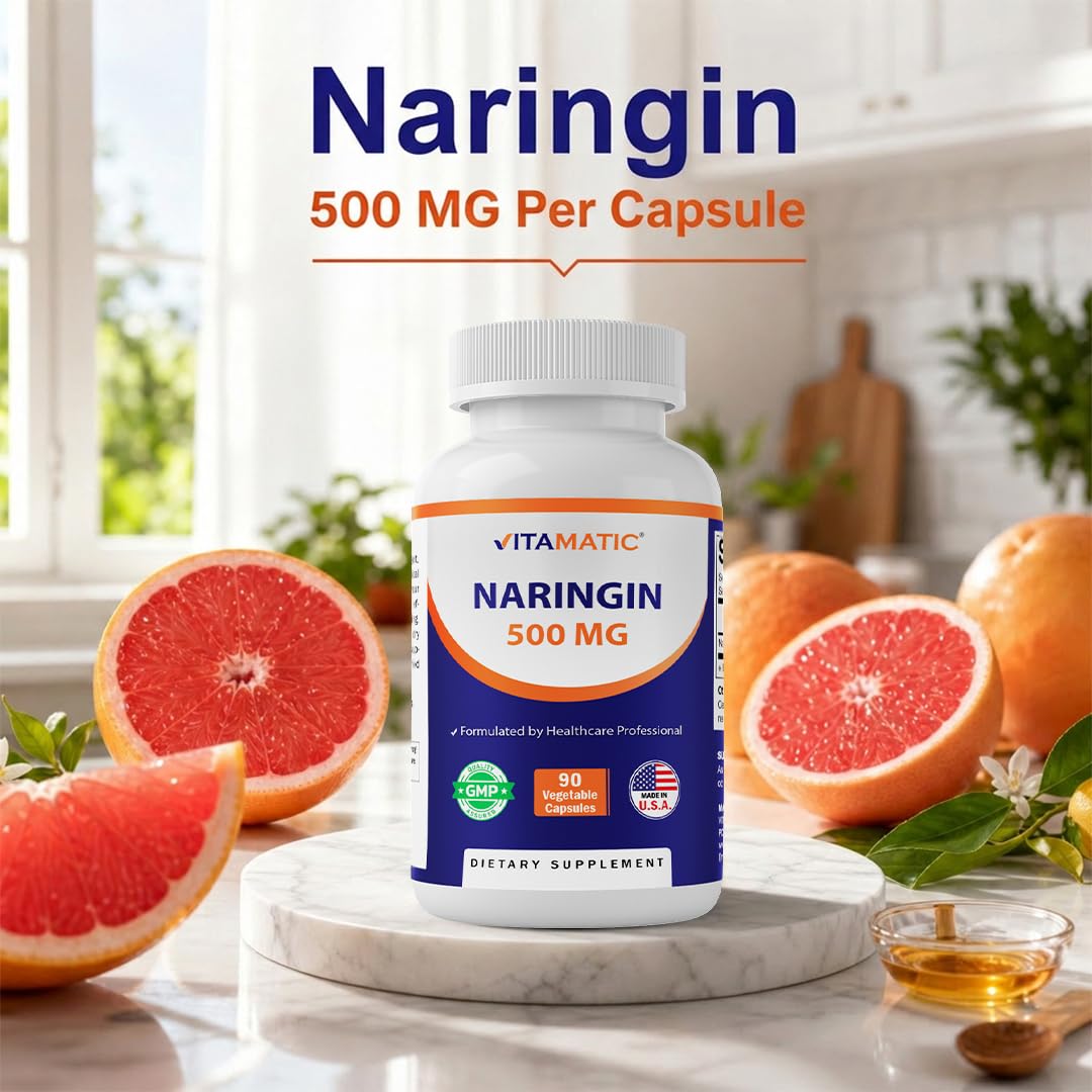 Vitamatic Naringin 500 mg gélules végétales dans un verre d'eau