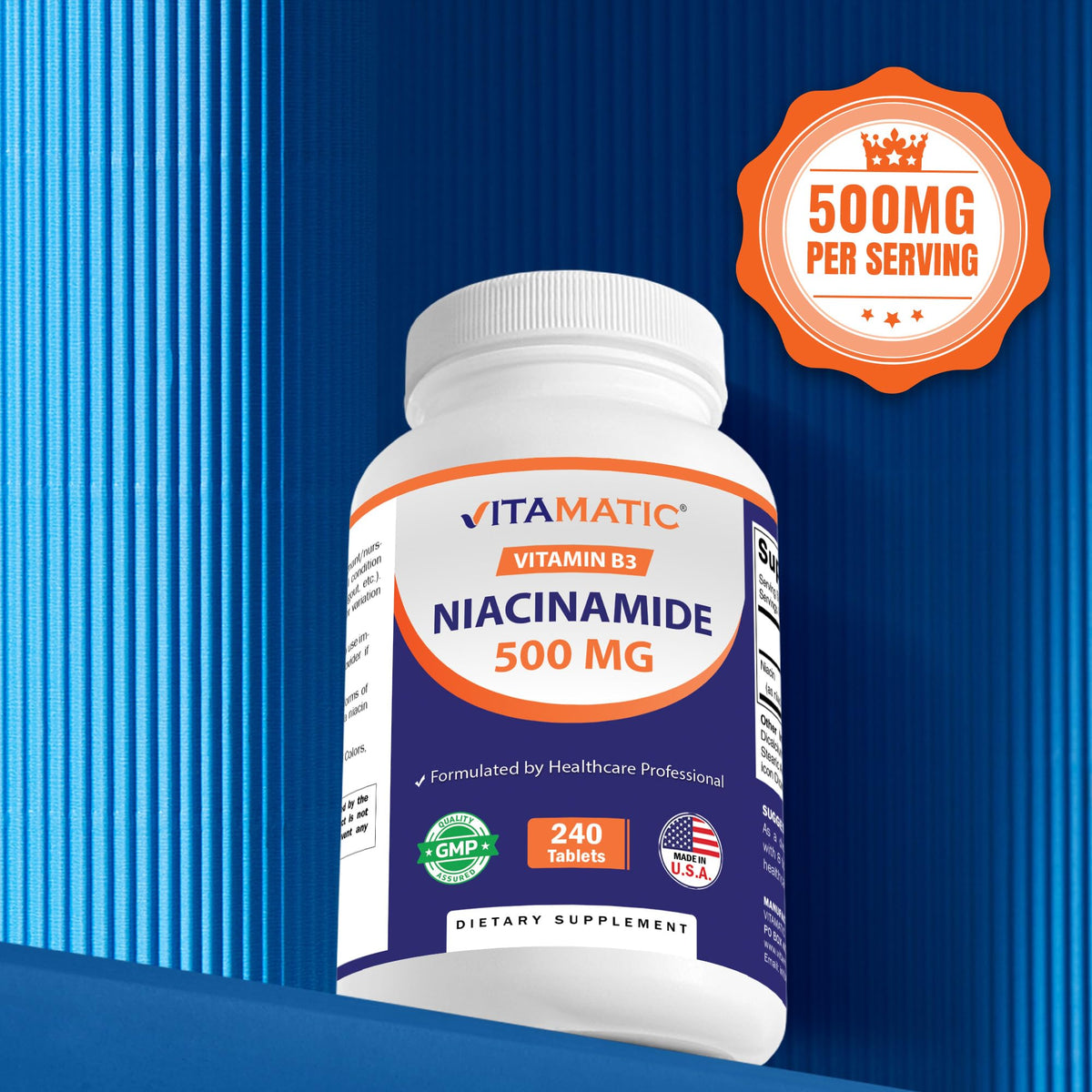 Vitamatic Niacinamide 500 mg 240 tablettes avec d'autres compléments alimentaires