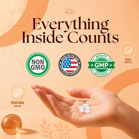 Vitamatic Niacine 500mg comprimés avec verre d'eau
