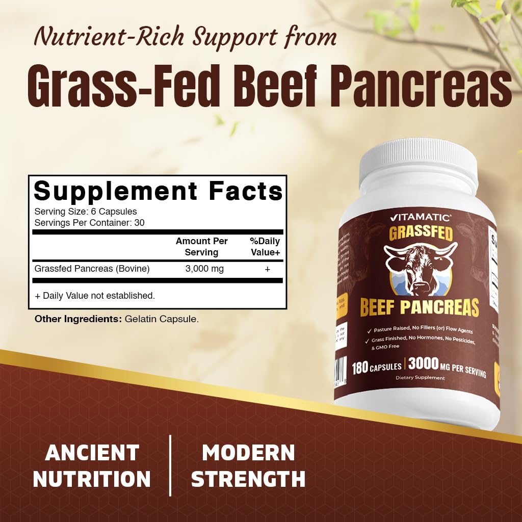 Vitamatic Pancréas de Bœuf 180 Capsules emballage
