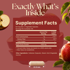 Vitamatic Pectine de Pomme 120 capsules végétales, flacon arrière