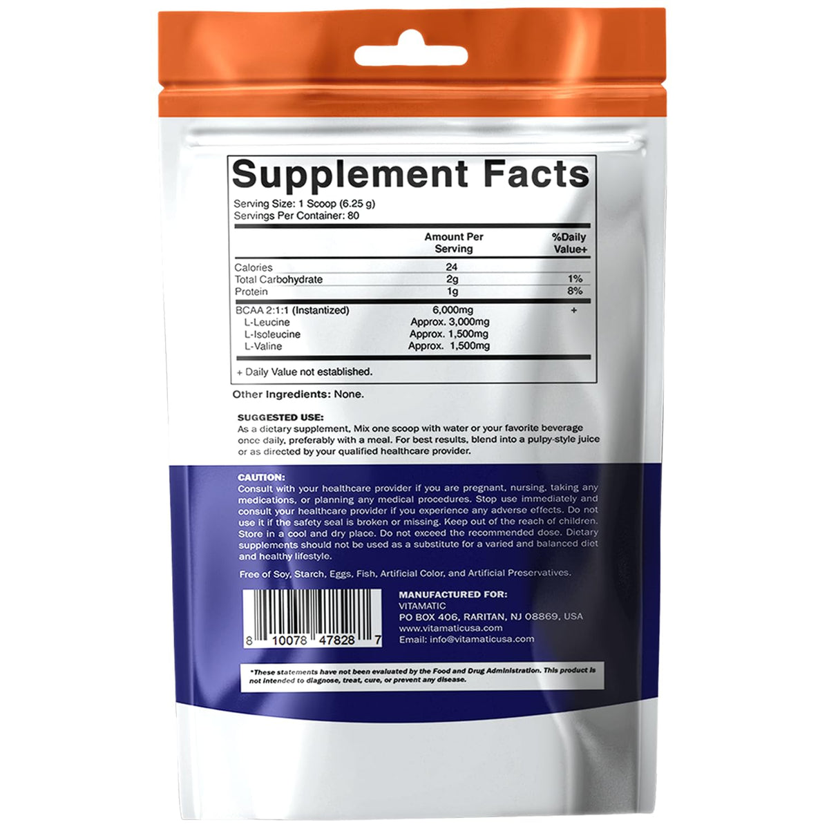 Vitamatic Poudre BCAA 6000 mg avec bouteille d'eau