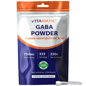 Vitamatic Poudre d'Acide Gamma-Aminobutyrique 750 mg - vue avant du pot