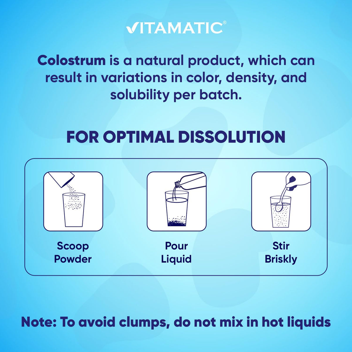 Vitamatic poudre de colostrum bovin et collagène 454g avec cuillère