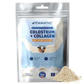 Vitamatic poudre de colostrum bovin et collagène 454g vue de face