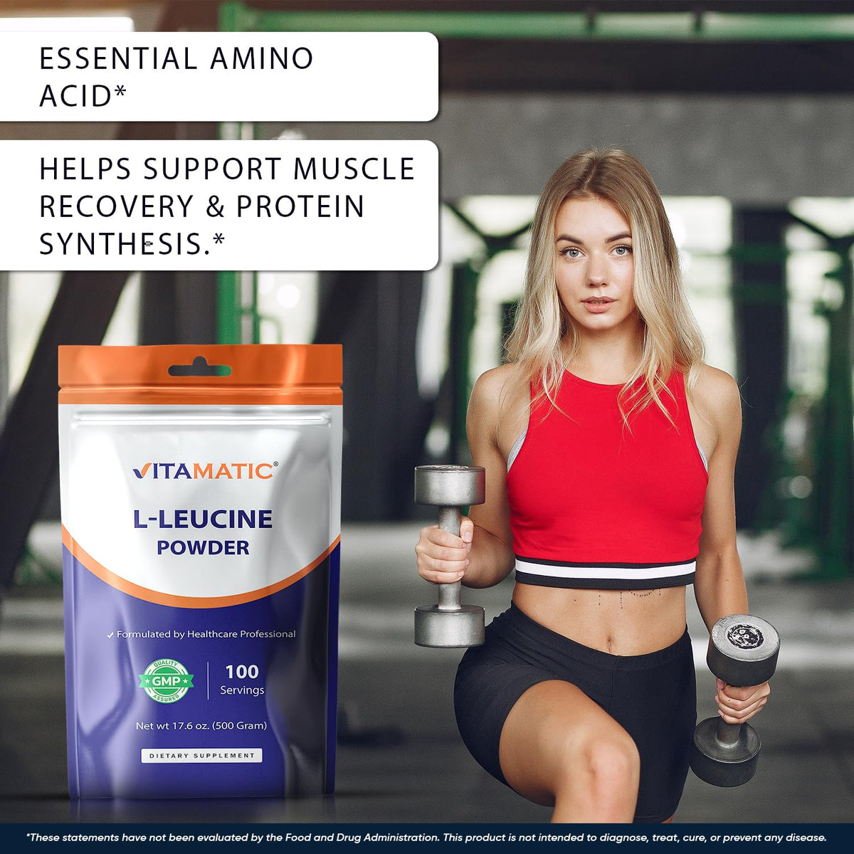 Vitamatic poudre de L-Leucine 500g avec d'autres compléments alimentaires