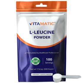 Vitamatic poudre de L-Leucine 500g vue de face