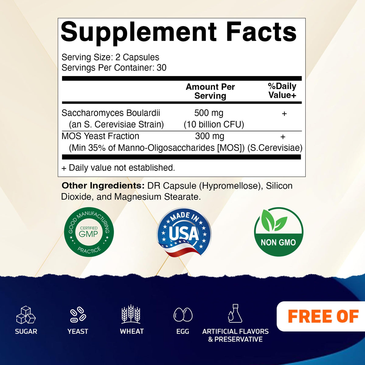 Vitamatic Probiotique Saccharomyces Boulardii 300 mg 60 capsules vue arrière