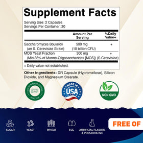 Vitamatic Probiotique Saccharomyces Boulardii 300 mg 60 capsules vue arrière