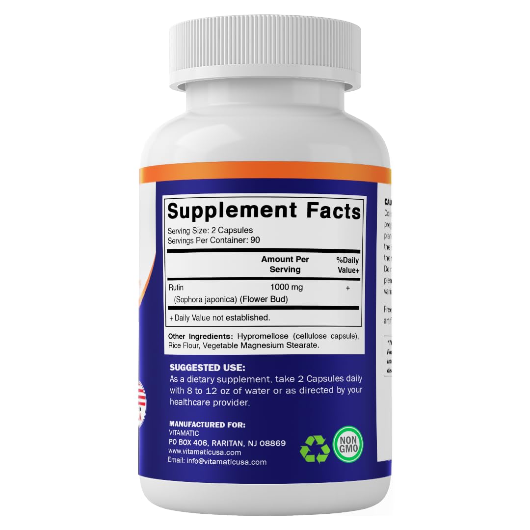 Vitamatic Rutin capsules végétales sur un fond neutre