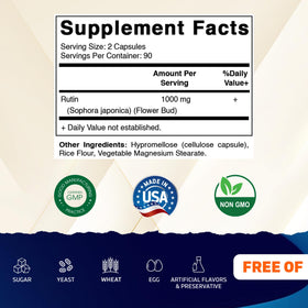 Vitamatic Rutin flacon avec étiquette détaillée