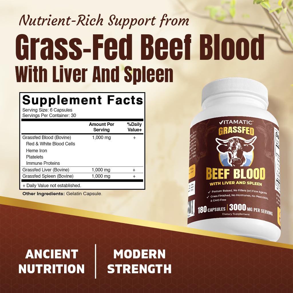 Vitamatic Sang de Bœuf Capsules avec étiquette
