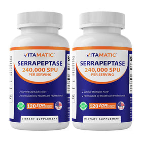 Vitamatic Serrapeptase 240 000 SPU 120 capsules vues de face