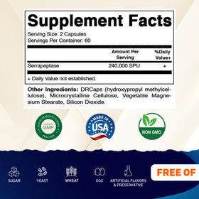 Vitamatic Serrapeptase 240 000 SPU capsules avec emballage