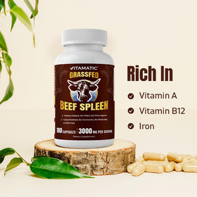 Vitamatic Spleen de Boeuf 180 capsules vue de dessus