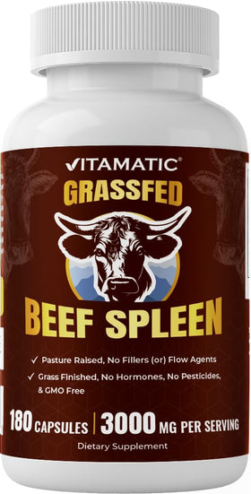 Vitamatic Spleen de Boeuf 180 capsules vue de face