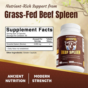 Vitamatic Spleen de Boeuf emballage avec informations nutritionnelles